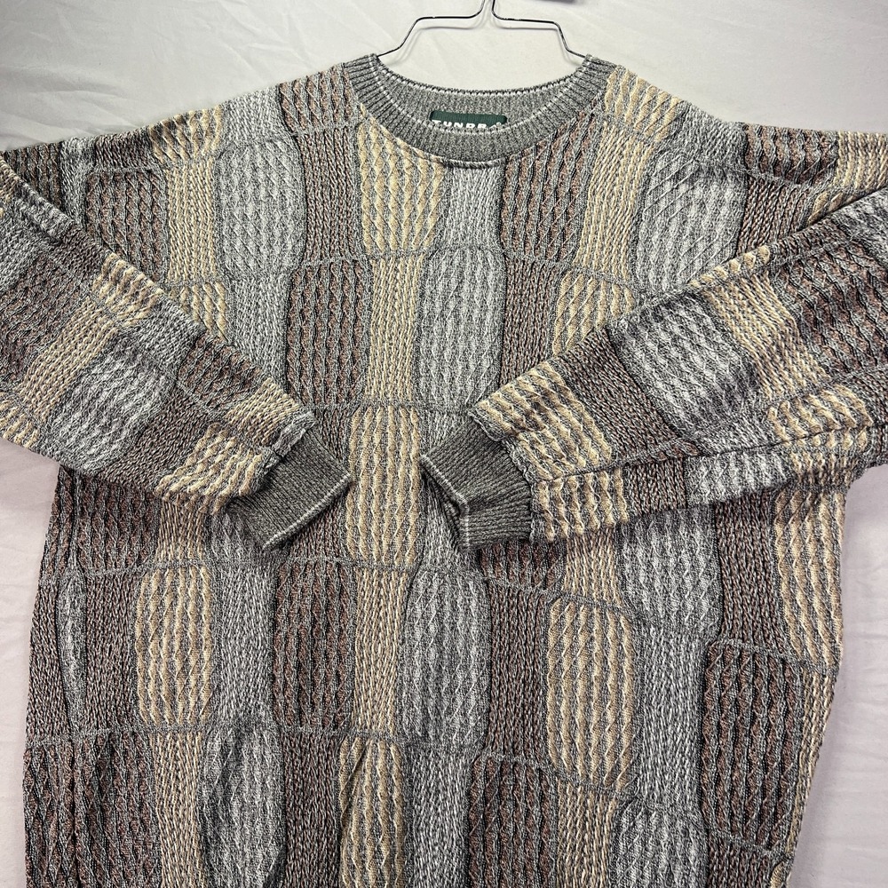 Vintage Tundra Sweater Mens Large Brown Grandpa Earth Tones Canada Knit Cottage